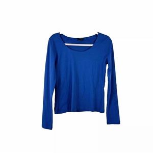 CREA CONCEPTS womens size S blue scoop neck long sleeve cotton top